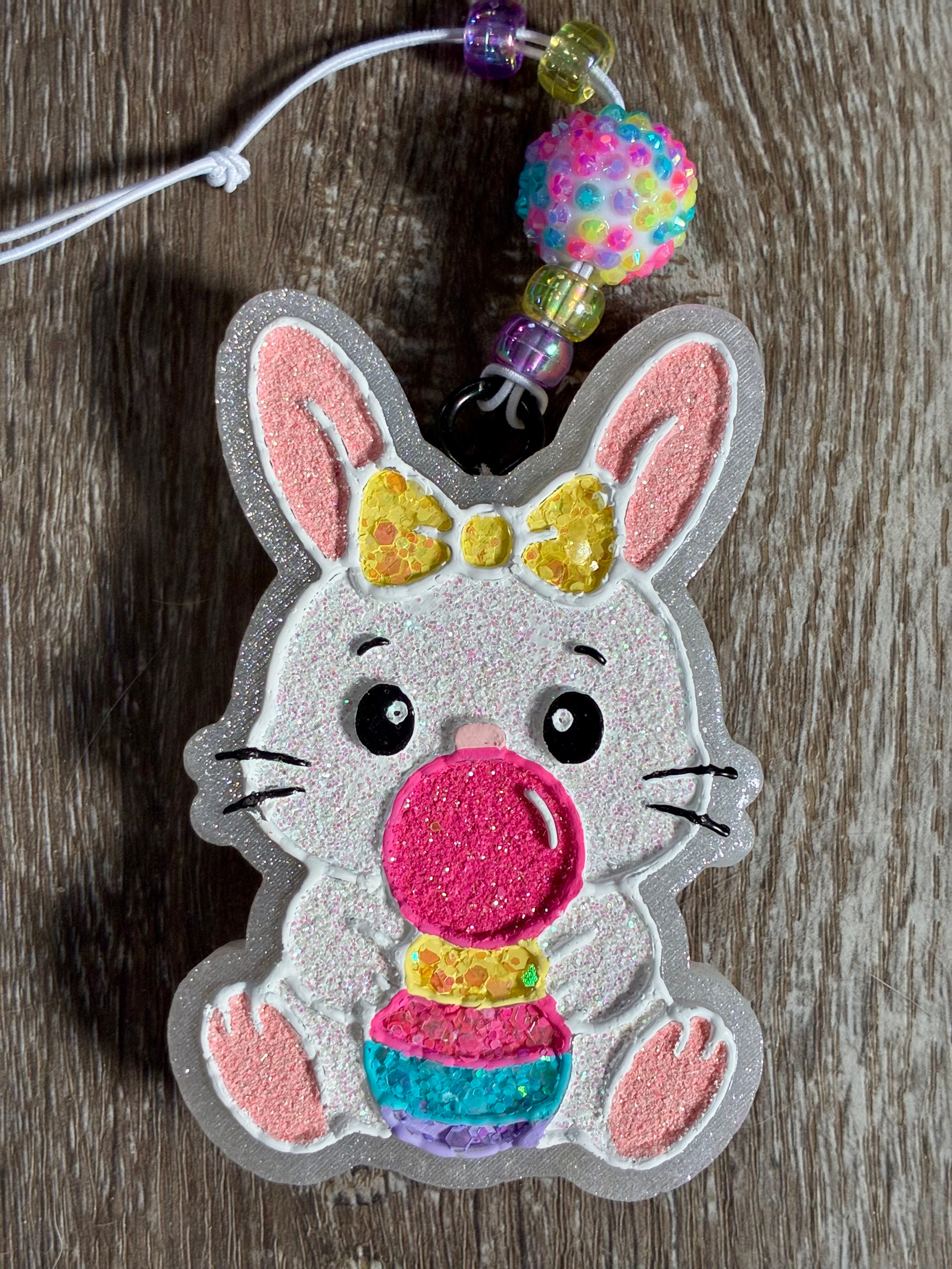 Easter Bunny blowing bubble
