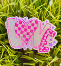 "Love" checkered