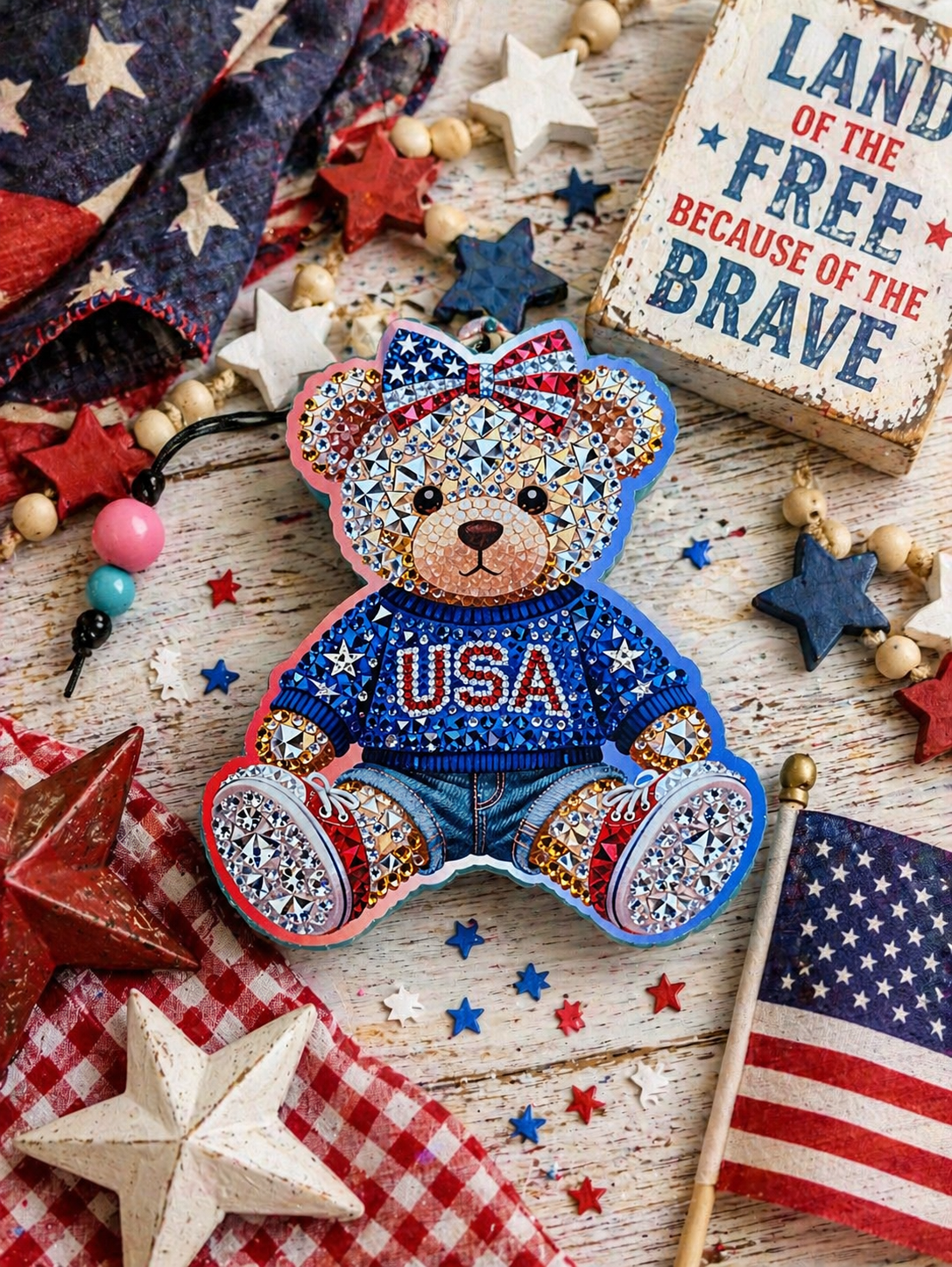 USA Teddy Bear - Cardstock