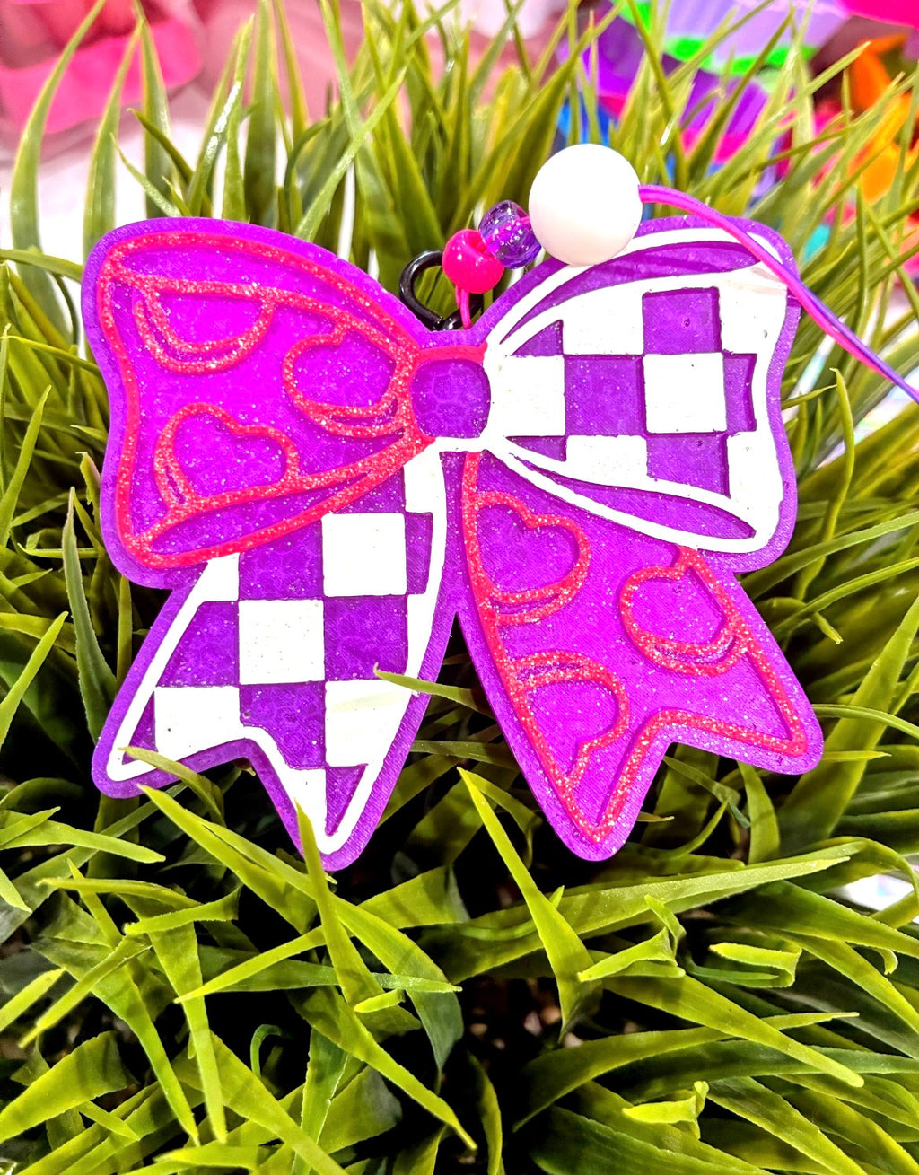 Heart Checkerprint Bow