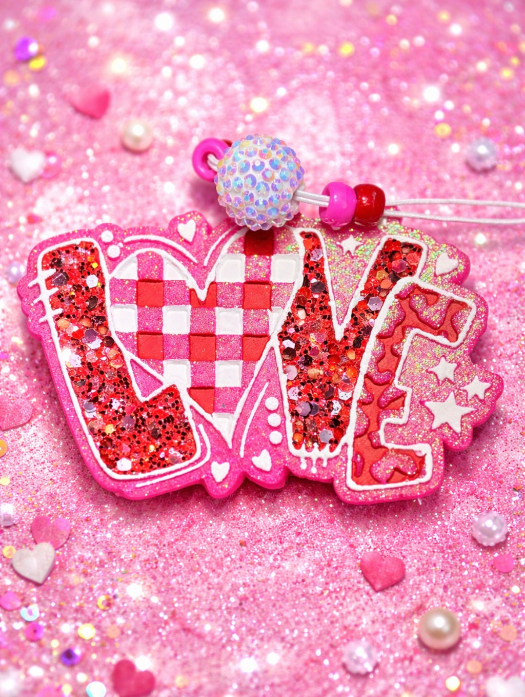 "Love" checkered