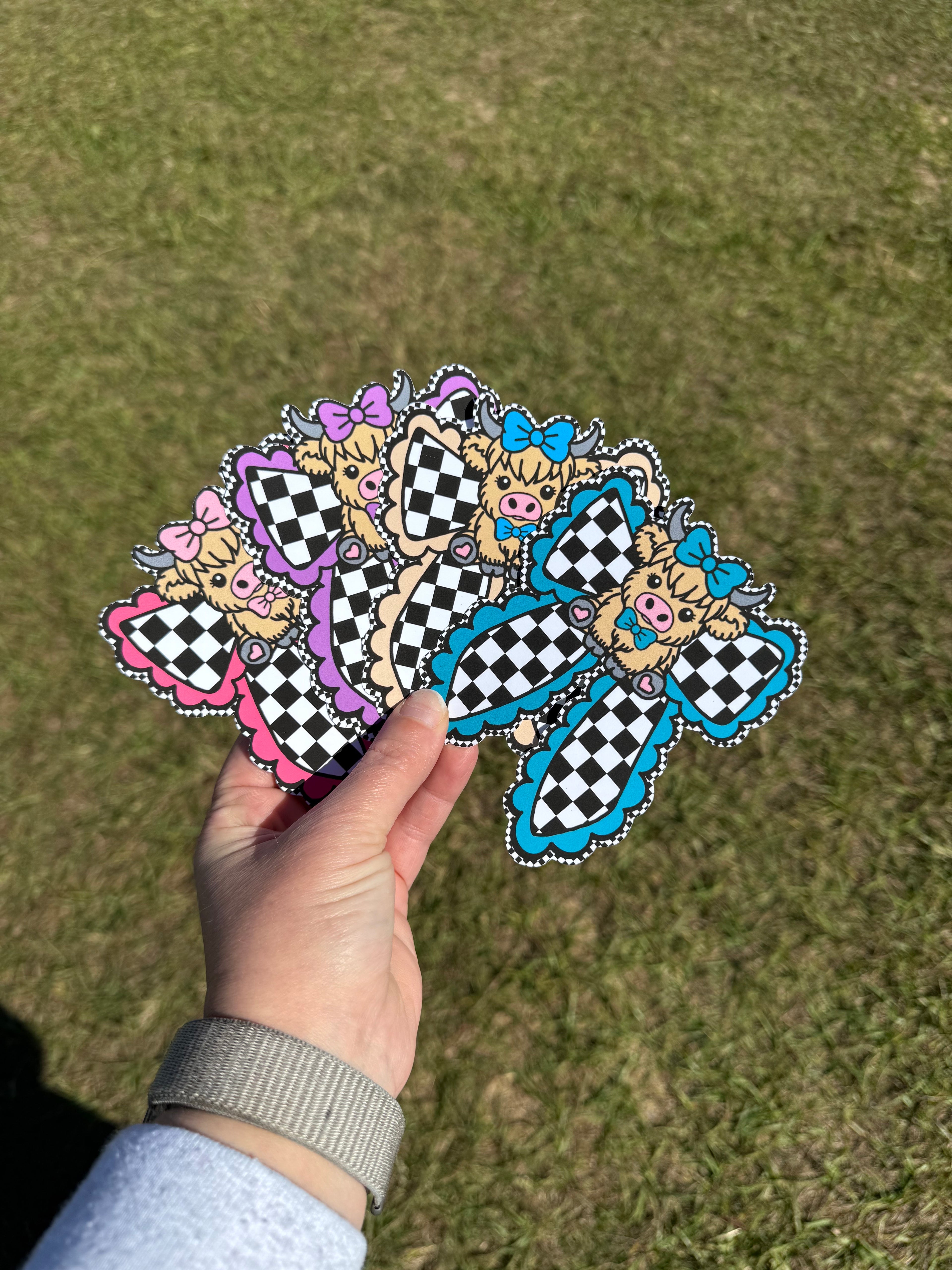Checkered Bow w/ Highland Cow-Cardstock